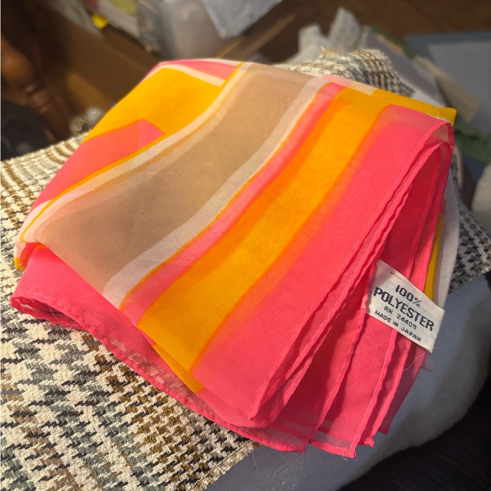 Vibrant Pink and Yellow Striped Scarf